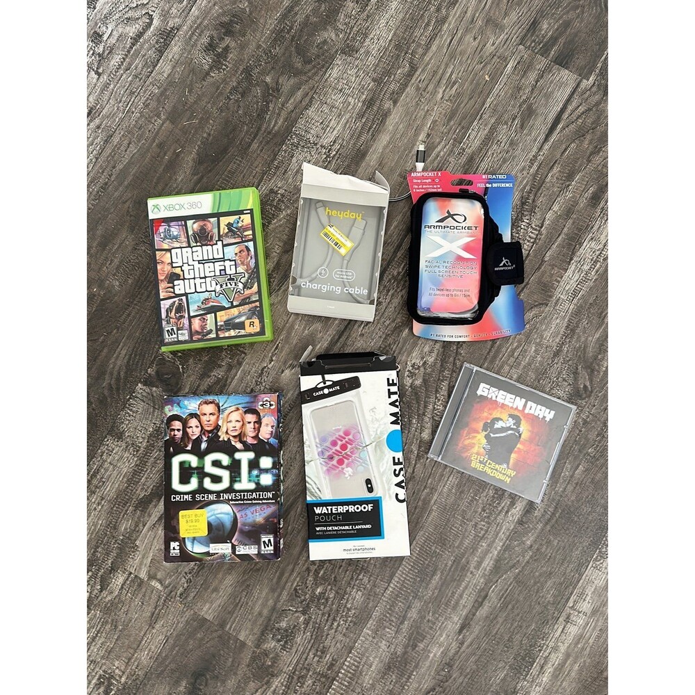 Lot of cellphone accessories, Xbox games and CD